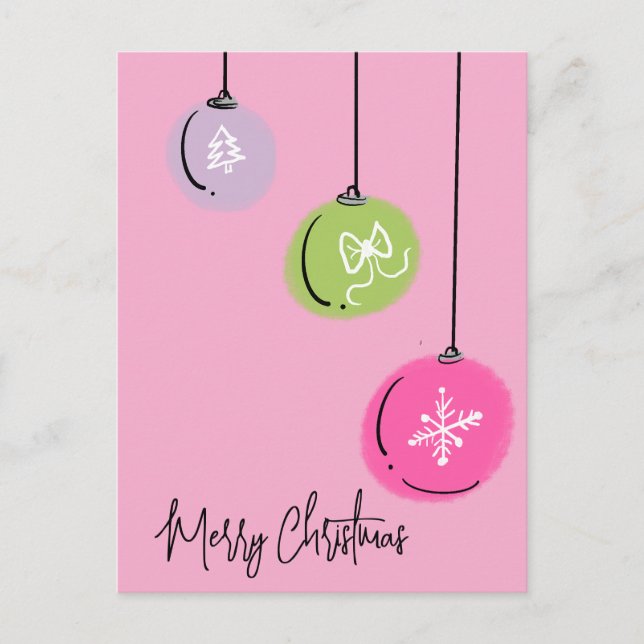 Carte Postale Ornements de Noël à dessins (Devant)