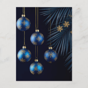 Carte Postale Ornements de Noël bleus élégants