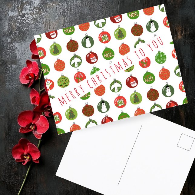 Carte Postale Ornements de Noël Boules de Noël Fêtes personnalis (Christmas Ornaments Xmas Balls CUSTOM Holiday Postcard
)