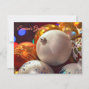 Carte Postale Ornements de Noël colorés Bonnes Fêtes