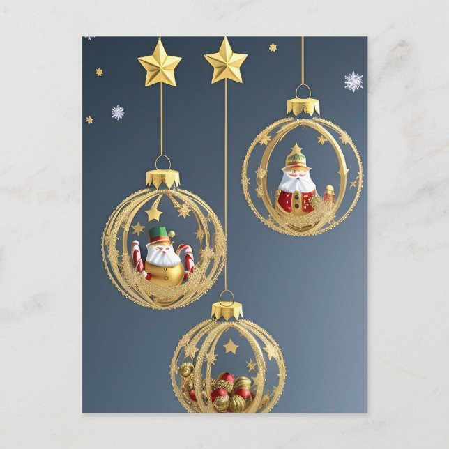 Carte Postale Ornements de Noël élégants (Devant)
