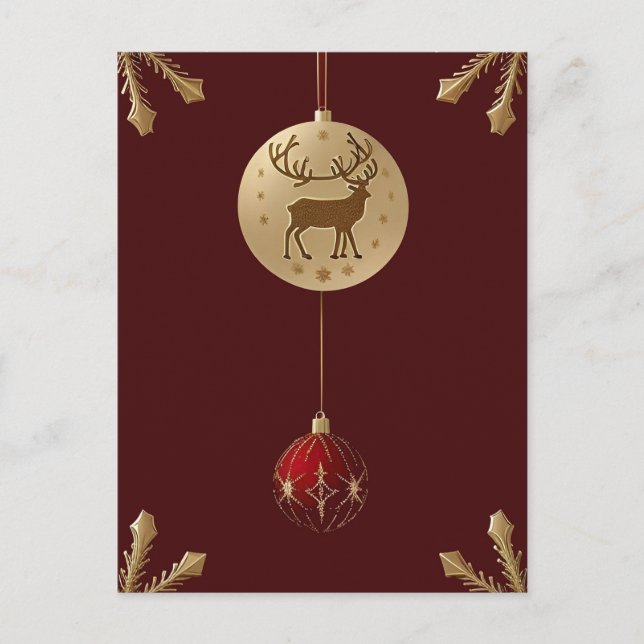 Carte Postale Ornements de Noël élégants (Devant)