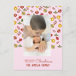 Carte Postale Ornements de Noël Fête Festive Photo de famille