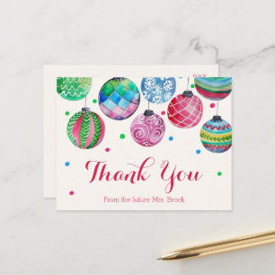 Carte Postale Ornements de Noël Merci de Fête des mariées