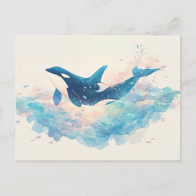 Carte Postale Orque Éclaboussure Aquarelle Éthérée (Devant)