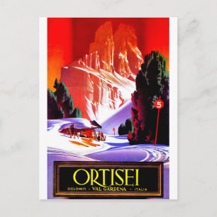 Carte Postale Ortisei, Alpes dolomitiques, ski Val Gardena, Ital