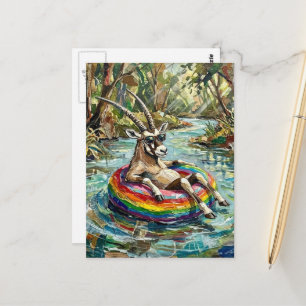 Carte Postale Oryx drôle et coloré lors d'une excursion en radea