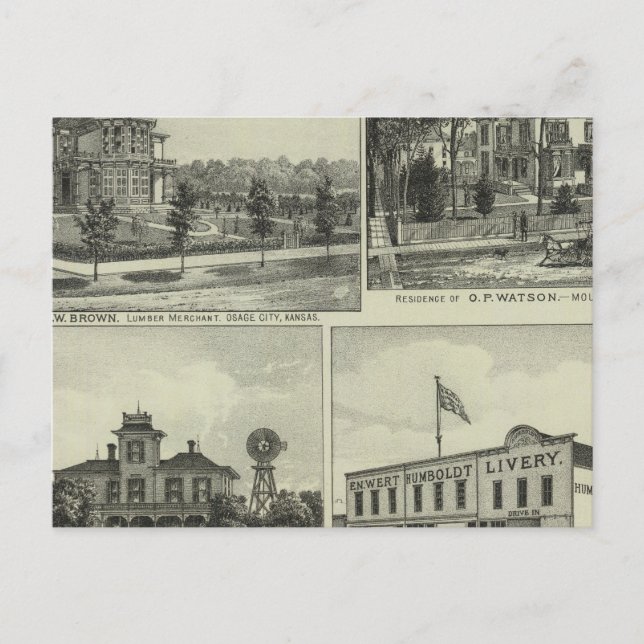 Carte Postale Osage, Mound et Burlington, Kansas (Devant)