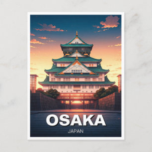 Carte Postale Osaka Castle Japon coucher de soleil Voyage