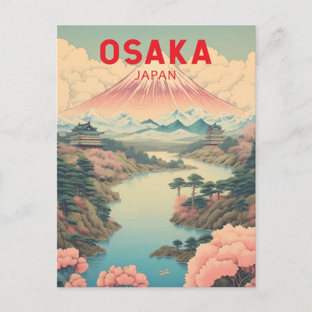 Carte Postale Osaka Japan Mount Fuji Travel Art Vintage (Devant)
