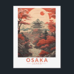 Carte Postale Osaka Japan Travel Art Vintage<br><div class="desc">Design de déplacement vectoriel rétro Osaka. Il est connu pour son architecture moderne,  sa vie nocturne et sa cuisine de rue copieuse. Le château shogunate d'Osaka,  datant du XVIe siècle,  qui a subi plusieurs restaurations,  est son principal point de repère historique.</div>