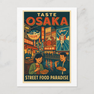 Carte Postale Osaka – Paradis de la cuisine de rue