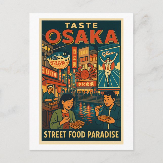 Carte Postale Osaka – Paradis de la cuisine de rue (Devant)