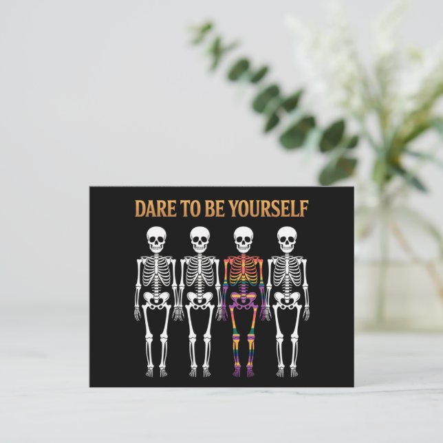 Carte Postale Osez Être Vous-Même Skeleton mignon cadeau LGBT Pr (Debout devant)