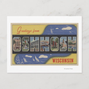 Carte Postale Oshkosh, Wisconsin - Scènes de grandes lettres