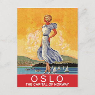 Carte Postale Oslo, la capitale de la Norvège, voyage vintage