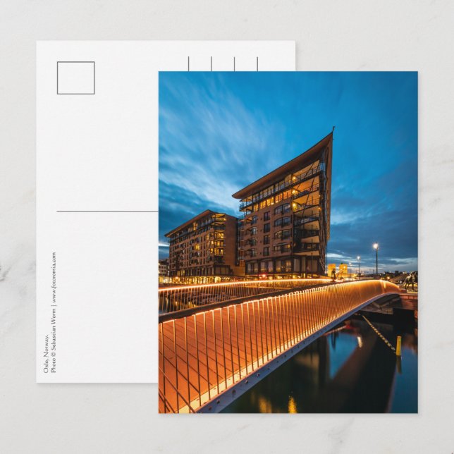 Carte Postale Oslo la nuit, Norvège (Devant / Derrière)