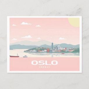 Carte Postale Oslo Norvège Fjord Pastel Voyage