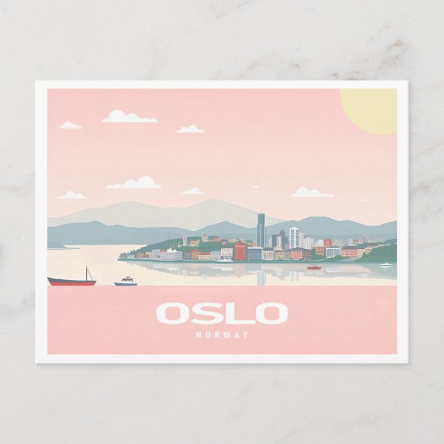 Carte Postale Oslo Norvège Fjord Pastel Voyage (Devant)