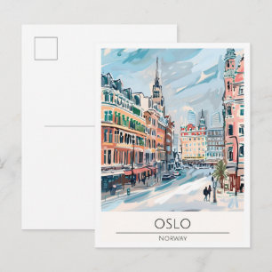 Carte Postale Oslo Norvège Illustration Artistique Voyage