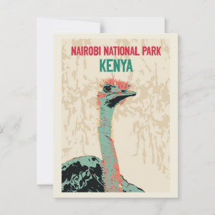 Carte Postale Ostrich du Kenya, Nairobi National Park