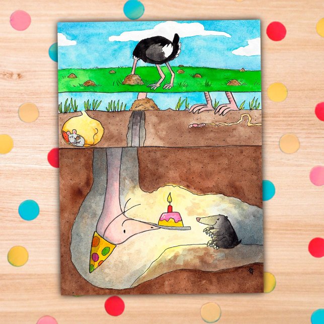 Carte postale Ostrich Joyeux Anniversaire de Nicol (Créateur téléchargé)