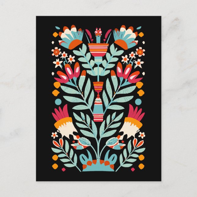Carte Postale Otomi Flower Motif mexicain Floral Art (Devant)