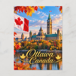 Carte Postale Ottawa Canada. Colline du Parlement. Drapeau canad