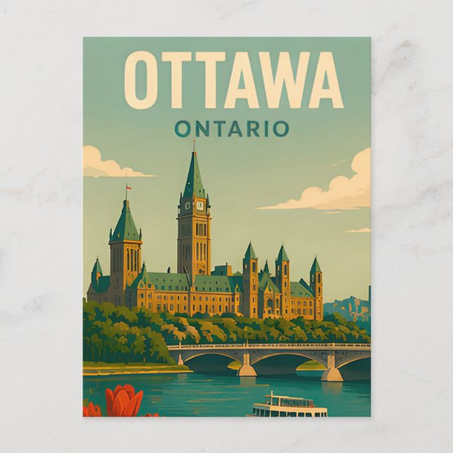 Carte Postale Ottawa Canada Parlement Skyline Voyage (Devant)