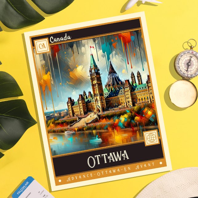 Carte Postale Ottawa, Canada | Peinture Vintage (Créateur téléchargé)