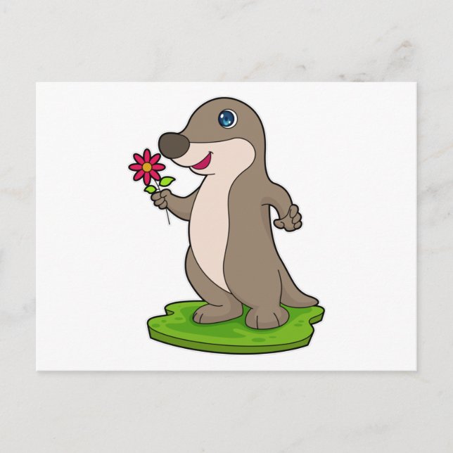 Carte Postale Otter à fleurs (Devant)