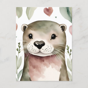 Carte Postale Otter aquarelle adorable