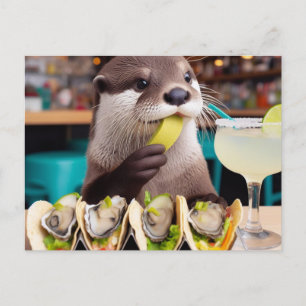 Carte Postale Otter avec Osyster Tacos et Margarita