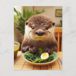 Carte Postale Otter Avec Salade D'Algues
