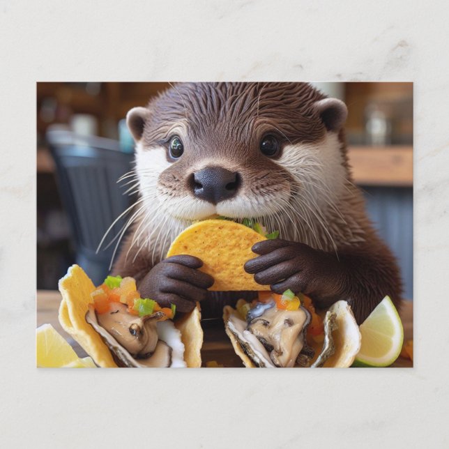 Carte Postale Otter Avec Tacos Osyster (Devant)