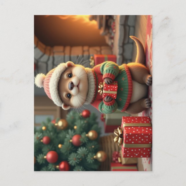 Carte Postale Otter de Noël (Devant)