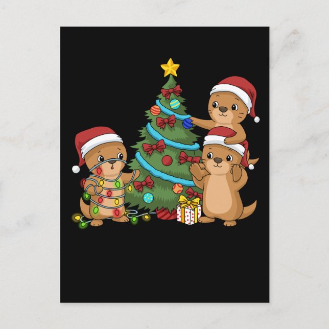 Carte Postale Otter de Noël Enfants Cadeau de Noël Otter de mer (Devant)