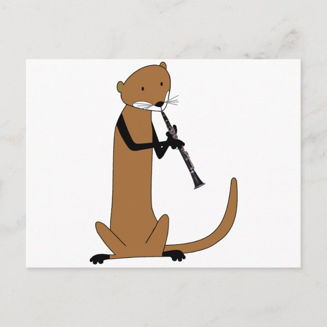 Carte Postale Otter Jouer la Clarinette (Devant)