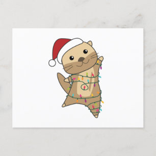 Carte Postale Otter Noël Neige Animaux d'hiver Otter