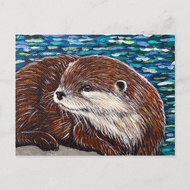 Carte Postale Otter sur une peinture de roche (Devant)