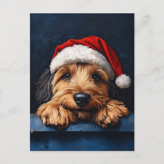 Carte Postale Otterhound Dans Un Chapeau De Père Noël (Devant)