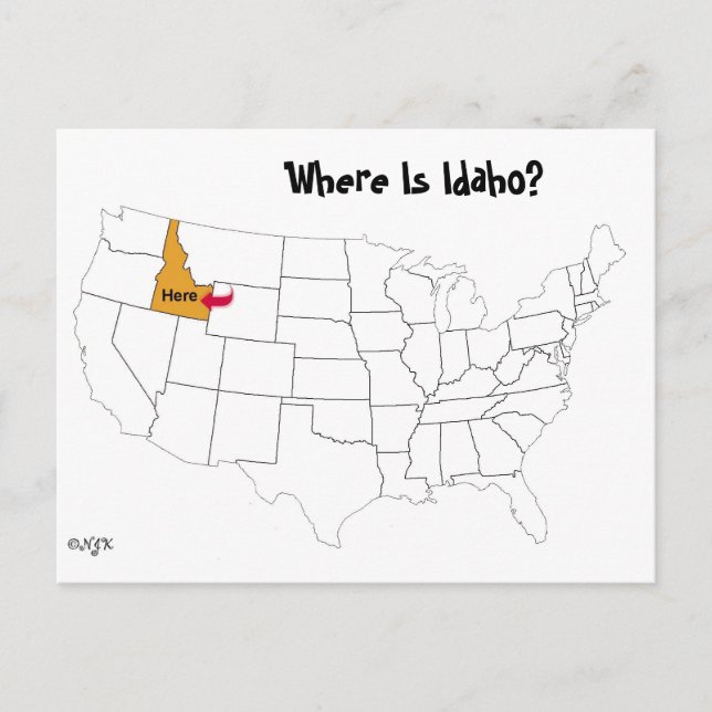 Carte Postale Où Est Idaho ? (Devant)