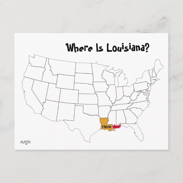 Carte Postale Où Est La Louisiane ? (Devant)