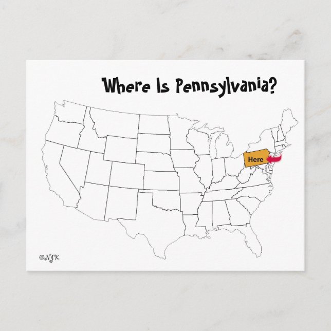 Carte Postale Où Est La Pennsylvanie ? (Devant)