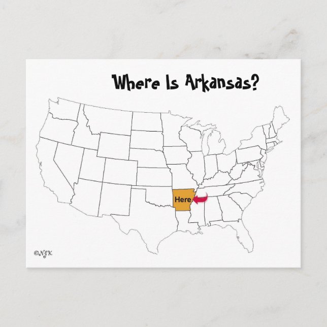 Carte Postale Où Est L'Arkansas ? (Devant)