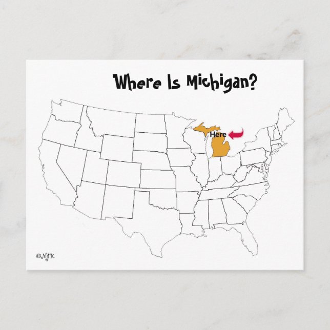 Carte Postale Où Est Le Michigan ? (Devant)