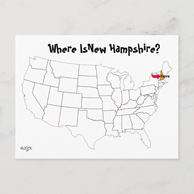 Carte Postale Où Est Le New Hampshire ? (Devant)