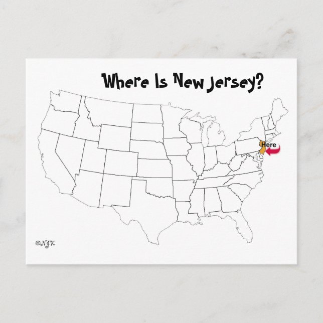 Carte Postale Où Est Le New Jersey ? (Devant)