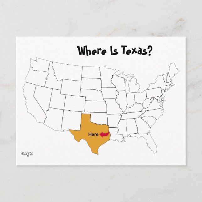 Carte Postale Où est le Texas? (Devant)
