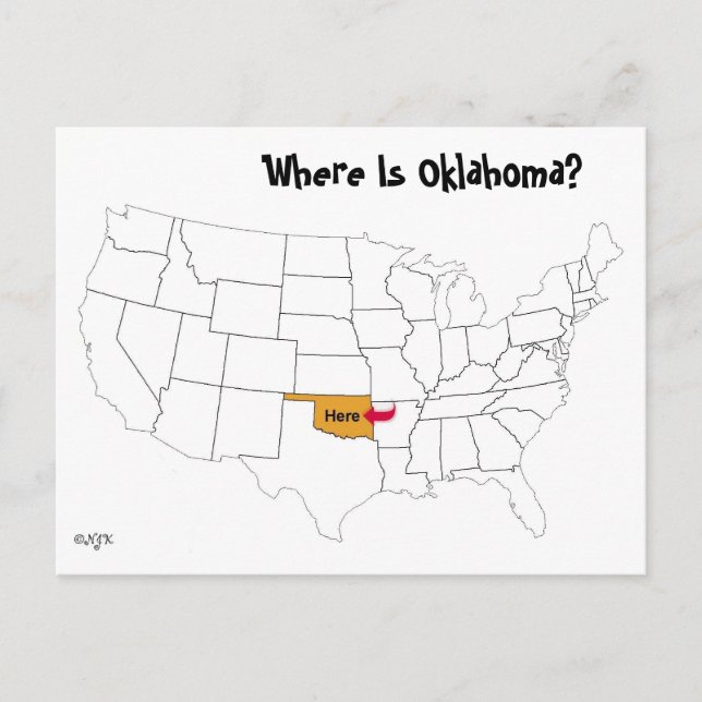 Carte Postale Où Est L'Oklahoma ? (Devant)